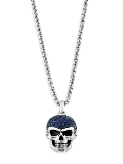 Effy Men's Sterling Silver & 1.40 Tcw Sapphire Pendant Necklace