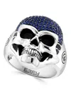 EFFY MEN'S STERLING SILVER & 1.40 TCW SAPPHIRE SKELETON RING