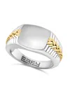 Effy Men's Sterling Silver & 14k Yellow Goldplated Braided Signet Ring In Silver