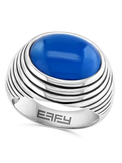 Effy Men's Sterling Silver & 6.80 Tcw Blue Agate Ring