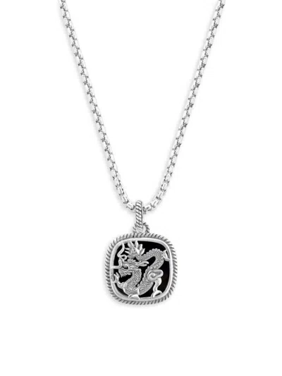 Effy Men's Sterling Silver & Black Onyx Dragon Pendant Necklace