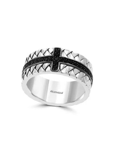 Effy Men's Sterling Silver & Black Sapphire Band