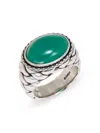 EFFY MEN'S STERLING SILVER & GREEN CHALCEDONY RING