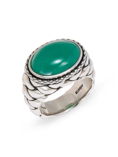Effy Men's Sterling Silver & Green Chalcedony Ring