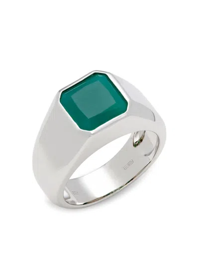 Effy Men's Sterling Silver & Green Onyx Signet Ring