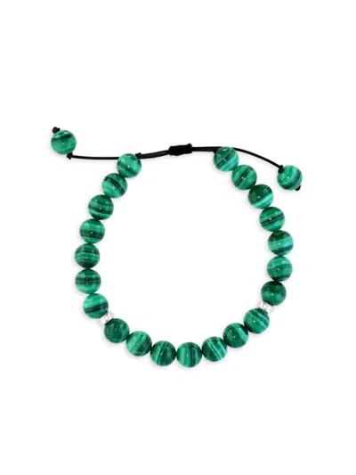 Effy Men's Sterling Silver & Malachite Beaded Bolo Bracelet