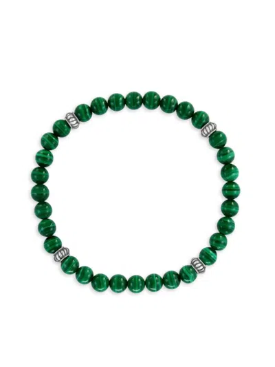 Effy Men's Sterling Silver & Malachite Beaded Bracelet