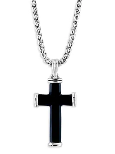 Effy Men's Sterling Silver & Onyx Cross Pendant Necklace