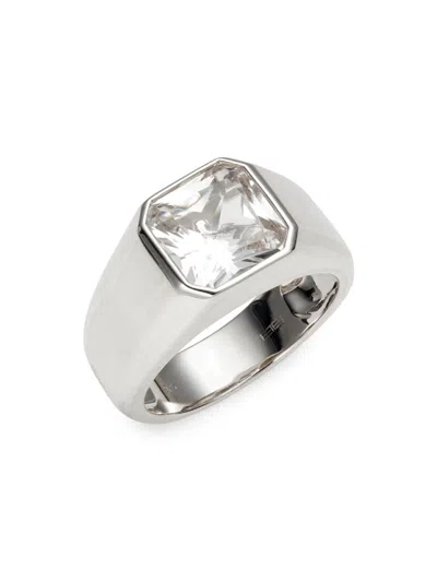 Effy Men's Sterling Silver & White Topaz Solitaire Ring