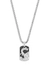 Effy Men's Sterling Silver, Black Spinel & 0.03 Tcw Diamond Dog Tag Pendant Necklace In Silver