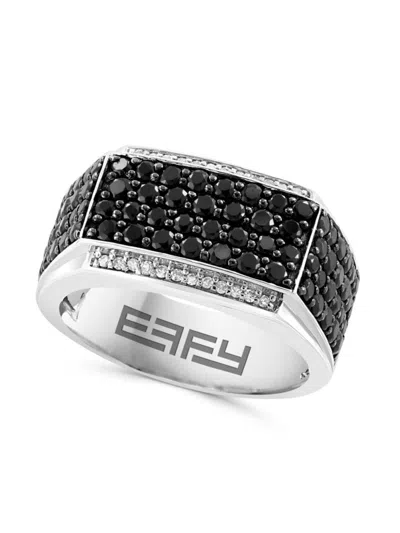 Effy Men's Sterling Silver, Black Spinel & Diamond Ring