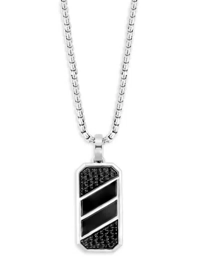 Effy Men's Sterling Silver, Onyx & Black Spinel Pendant Necklace