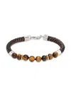 Effy Men's Sterling Silver, Tiger Eye & Leather Bracelet In Gold