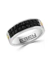 Effy Men's Sterling Silver/18k Yellow Gold Diamond, Black Spinel Ring In Silver Black