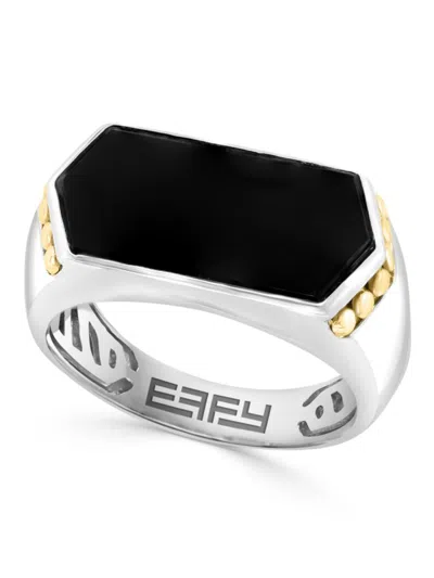 Effy Men's Two Tone Sterling Silver & Onyx Signet Ring In Black