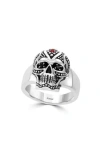 Effy Mixed Gemstone Skull Ring In White