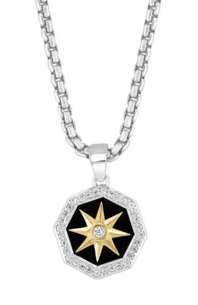 Effy Mixed Metal Onyx & Sapphire Pendant Necklace In Silver