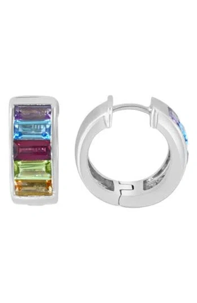 Effy Mixed Semiprecious Stone Sterling Silver Hoop Earrings In Multi