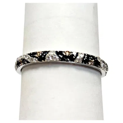Pre-owned Effy Multicolor Diamond Band Ring In 14kt White Gold