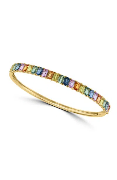 Effy Multi-color Sapphire Bangle Bracelet In 14k Yellow Gold