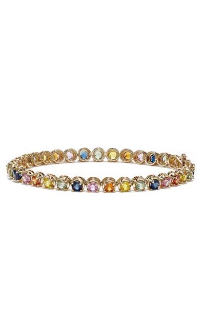 Effy Multi-color Sapphire Tennis Bracelet In 14k Yellow Gold