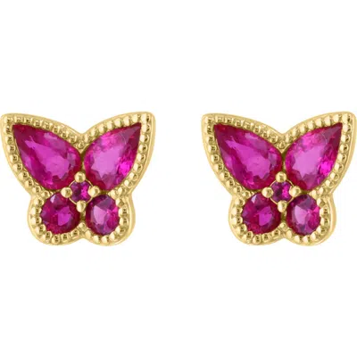 Effy Natural Ruby Butterfly Stud Earrings In Gold