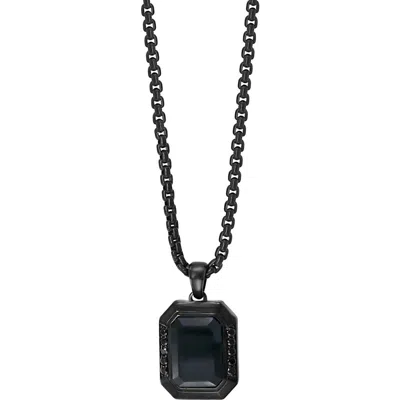 Effy Onyx & Black Spinel Geometric Pendant In Sterling Silver