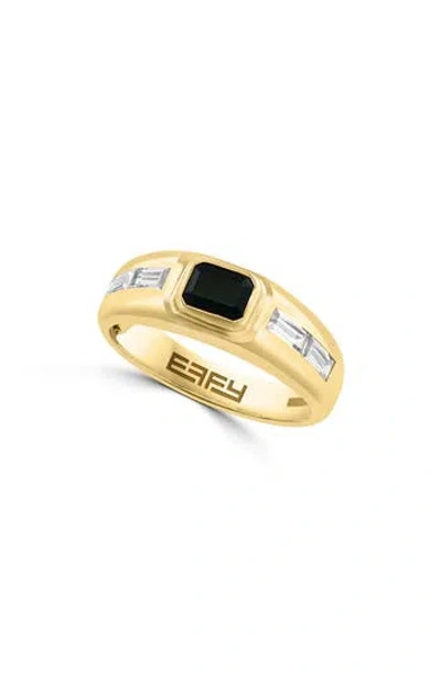 Effy Onyx & Cz Wide Signet Ring In Black