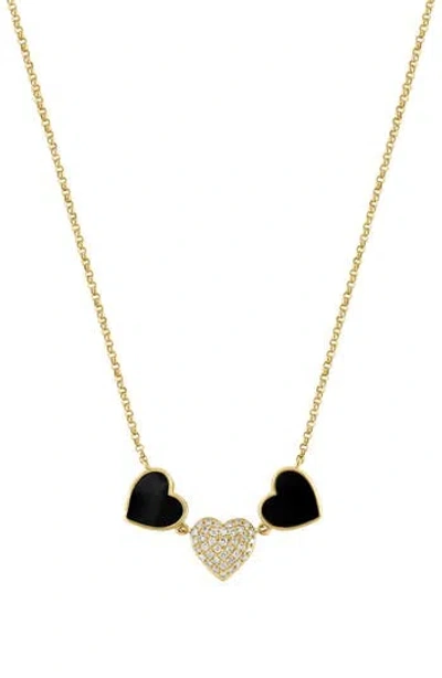 Effy Onyx & Diamond Heart Necklace In Black