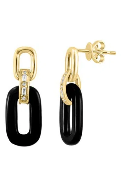 Effy Onyx & Diamond Link Drop Earrings In Black