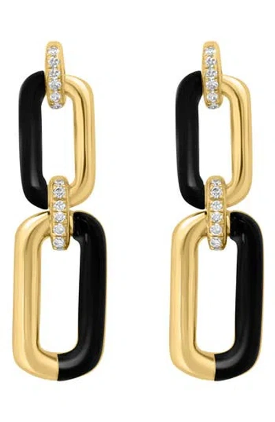 Effy Onyx & Diamond Oval Link Drop Earrings In Gold