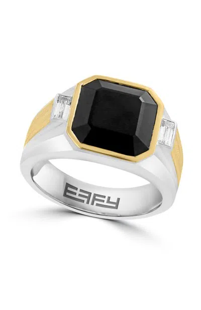 Effy Onyx & White Topaz Statement Ring In Sterling Silver In Gold