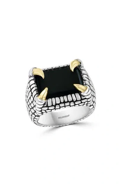 Effy Onyx Claw Prong Ring In Silver
