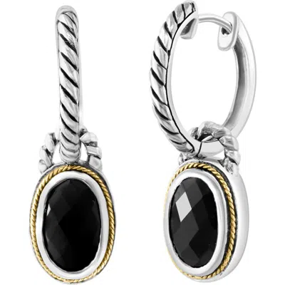 Effy Onyx Drop Two-tone Hoop Earrings In Black