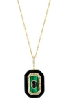 Effy Onyx Malachite & Diamond Pendant Necklace In Gold