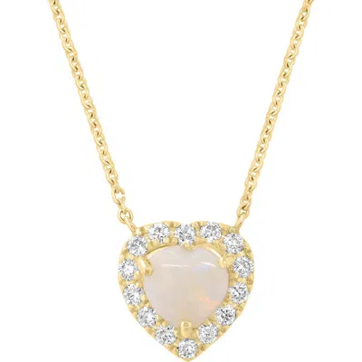 Effy Opal Heart & Diamond Halo Pendant Necklace In Gold