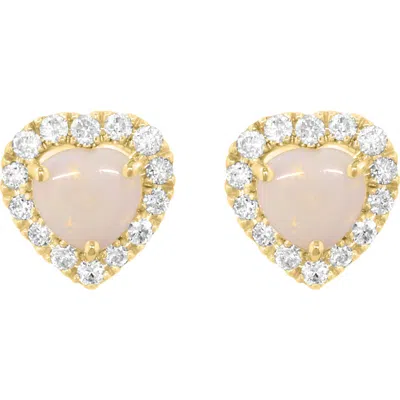 Effy Opal Heart & Diamond Halo Stud Earrings In Gold