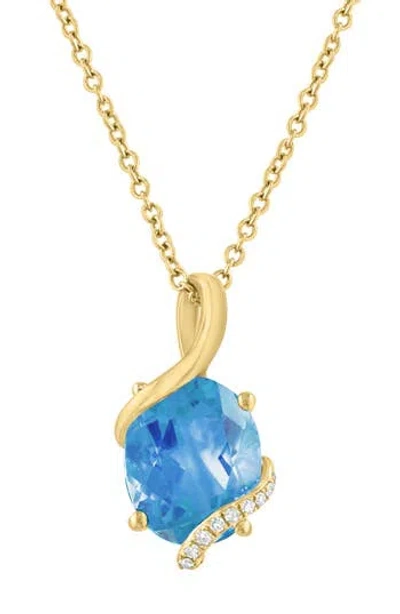 Effy Oval Blue Topaz & Diamond Pendant Necklace