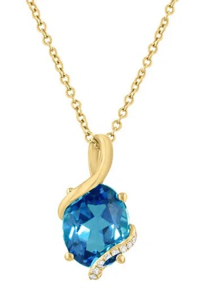 Effy Oval London Blue Topaz & Diamond Pendant Necklace In Gold