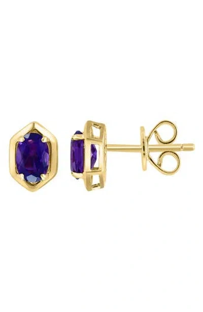Effy Oval Purple Amethyst Stud Earrings In Blue