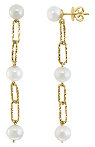 Effy Paper Clip Freshwater Pearl Drop Earrings In Gold
