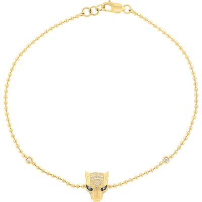 Effy Pavé Diamond & Emerald Panther Head Bracelet In Gold