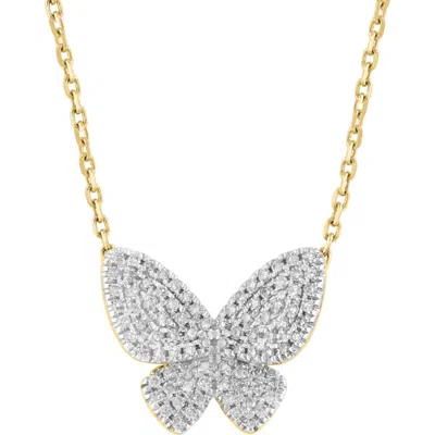 Effy Pavé Diamond Butterfly Pendant Necklace In Blue