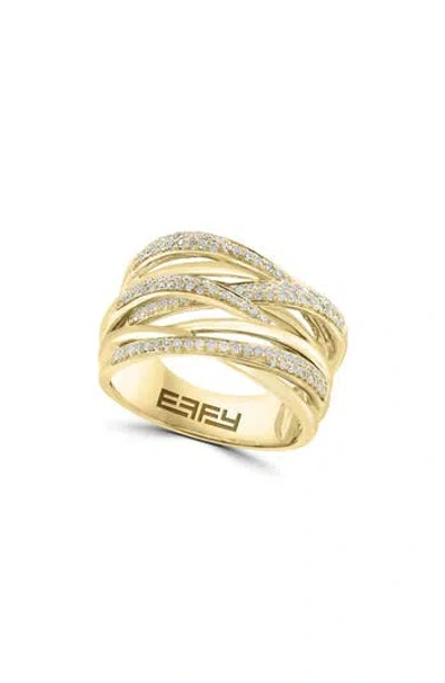 Effy Pavé Diamond Crisscrossing Band Ring In Gold