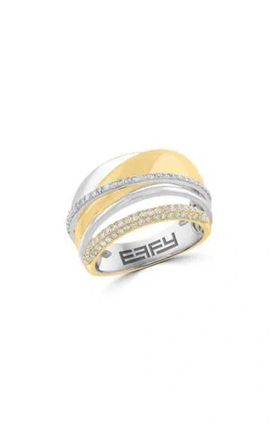 Effy Pavé Diamond Crisscrossing Band Ring In Metallic