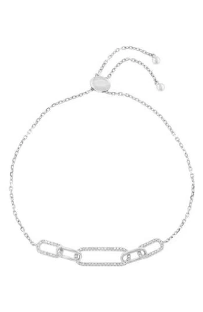 Effy Pavé Diamond Paper Clip Link Slider Bracelet In Silver