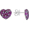Effy Pavé Ruby & Pink Sapphire Heart Stud Earrings In Pink