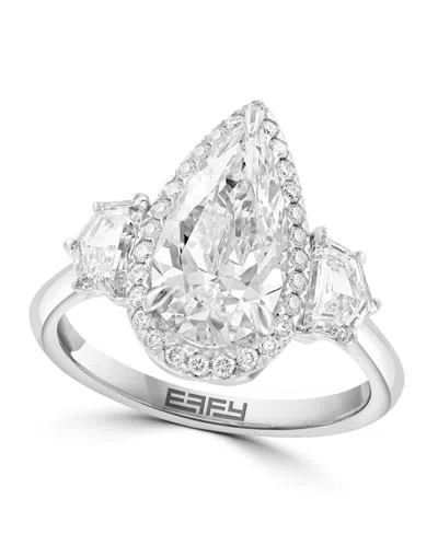 Effy Pear Halo Lab Grown Diamond Ring (3-1/2 Ct. T.w.) In 14k White Gold In Silver