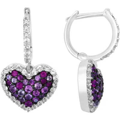 Effy Pink Sapphire & White Sapphire Heart Drop Earrings