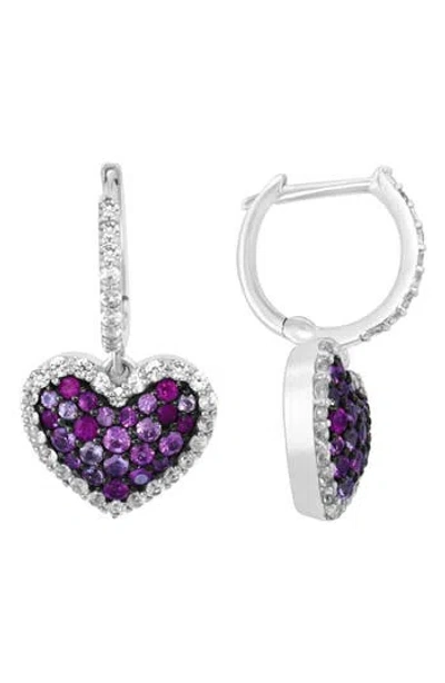Effy Pink Sapphire & White Sapphire Heart Drop Earrings In Red/pink